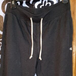 Champion Black Joggers with White Drawstring and Pockets!